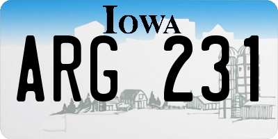 IA license plate ARG231