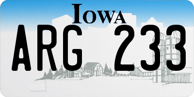 IA license plate ARG233