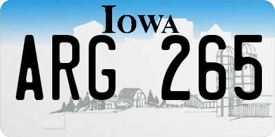 IA license plate ARG265