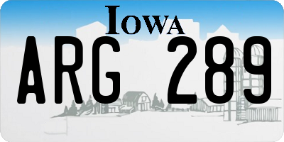 IA license plate ARG289