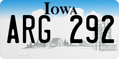 IA license plate ARG292