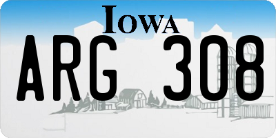 IA license plate ARG308
