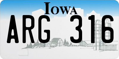 IA license plate ARG316