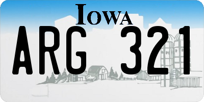 IA license plate ARG321