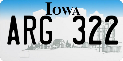 IA license plate ARG322