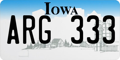 IA license plate ARG333