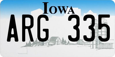 IA license plate ARG335