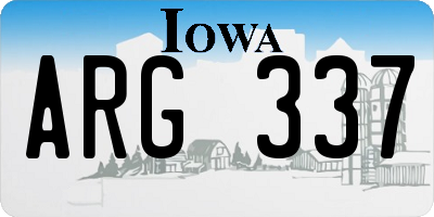 IA license plate ARG337