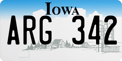 IA license plate ARG342