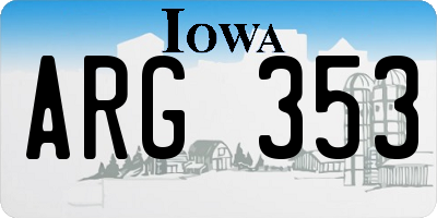 IA license plate ARG353