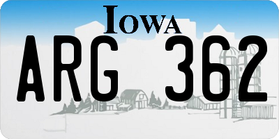 IA license plate ARG362