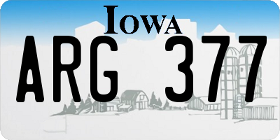 IA license plate ARG377
