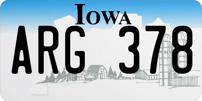 IA license plate ARG378