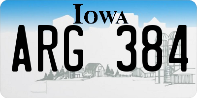 IA license plate ARG384