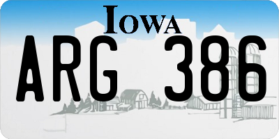 IA license plate ARG386