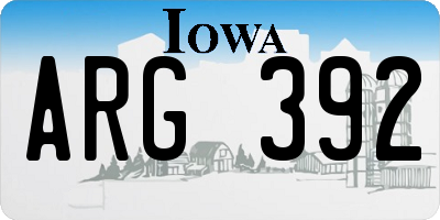 IA license plate ARG392
