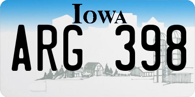 IA license plate ARG398