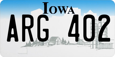 IA license plate ARG402