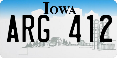 IA license plate ARG412