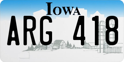 IA license plate ARG418