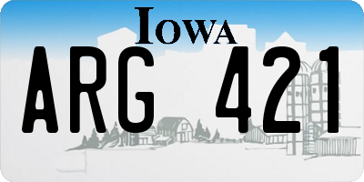 IA license plate ARG421