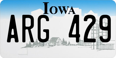 IA license plate ARG429