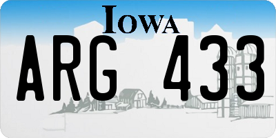 IA license plate ARG433