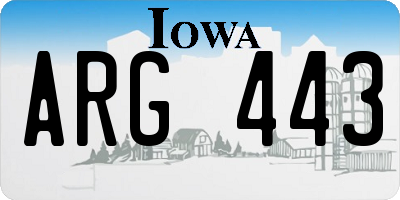 IA license plate ARG443