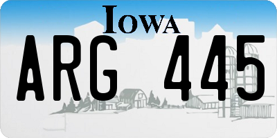 IA license plate ARG445