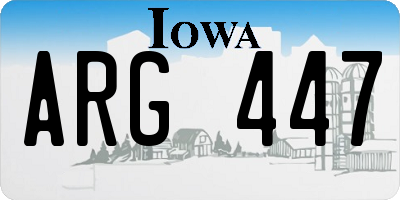 IA license plate ARG447