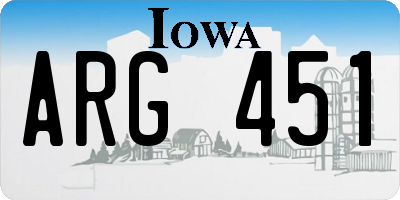 IA license plate ARG451