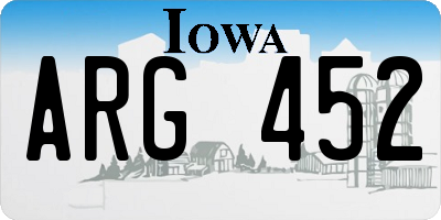 IA license plate ARG452