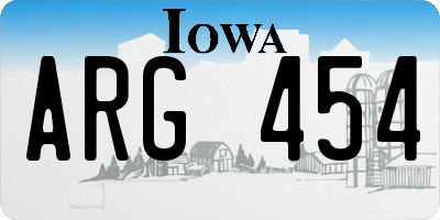 IA license plate ARG454