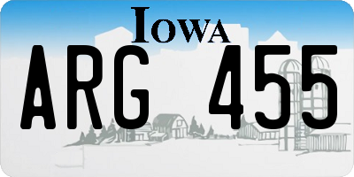 IA license plate ARG455