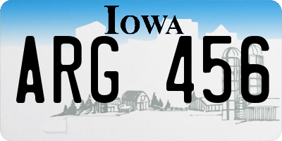IA license plate ARG456