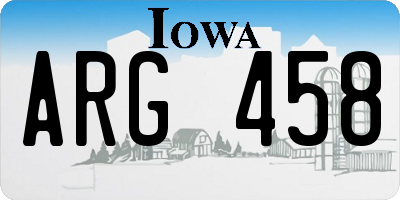 IA license plate ARG458