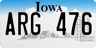 IA license plate ARG476