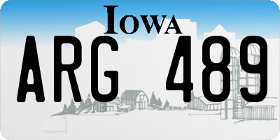 IA license plate ARG489
