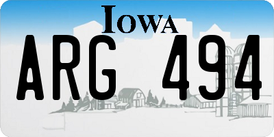 IA license plate ARG494