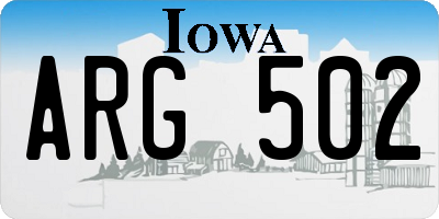 IA license plate ARG502