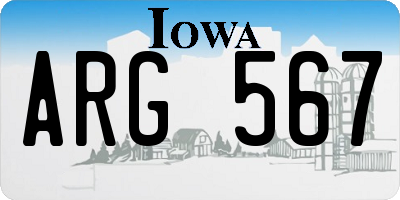 IA license plate ARG567