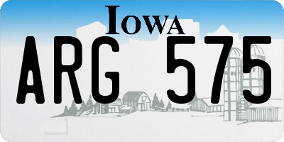 IA license plate ARG575