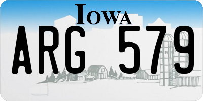 IA license plate ARG579