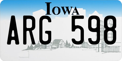 IA license plate ARG598