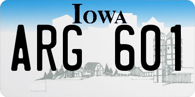 IA license plate ARG601