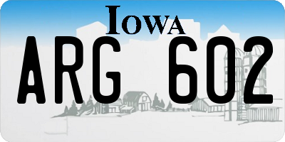 IA license plate ARG602