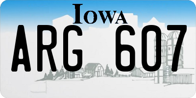 IA license plate ARG607
