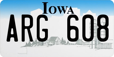 IA license plate ARG608