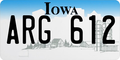 IA license plate ARG612