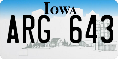 IA license plate ARG643